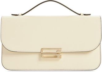 Victoria Beckham Midi Dorian Leather Top Handle Pouchette Bag in Ivory at Nordstrom
