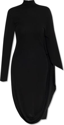 Stella McCartney Jurk met opstaande kraag - Dames - Casual kleedjes - Zwart - S - Leer - Kleedjes