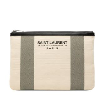 Saint Laurent Pre-owned Saint Laurent Canvas Beach Zip Clutch GUE414764 1215