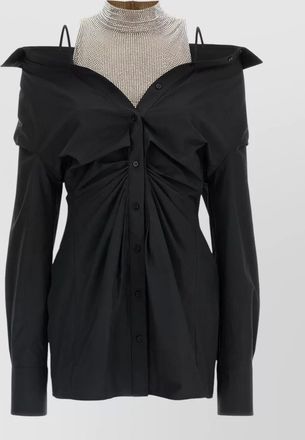 Giuseppe Di Morabito off shoulder long sleeve ruched shirt top