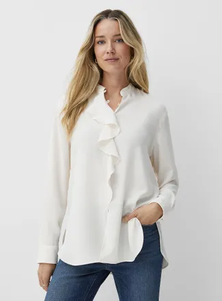 Lauren Ralph Lauren Womens Ruffled flowy chiffon blouse