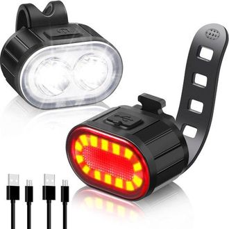 OEM Juego De Luces Led Para Bicicleta - Delantera Y Trasera - Ciclismo Seguro - Modos De Luz Vers&aacute;tiles - Recargable Por Usb - Negro