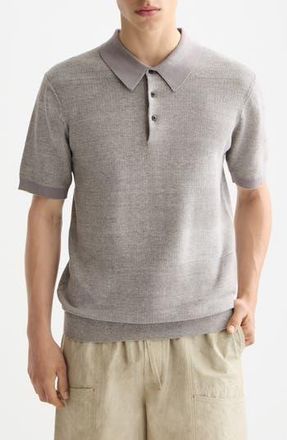 Scotch & Soda Tonal Stripe Cotton Polo Sweater in Grey Melange at Nordstrom Rack, Size Xx-Large