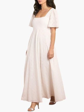 Needle & Thread Marisol Cotton Broderie Ankle Gown in Optic White at Nordstrom, Size 10