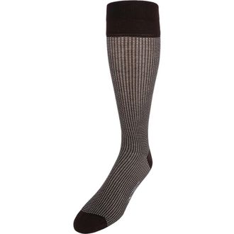 Trafalgar Store Gerald Box Designed Mercerized Cotton Mid-Calf Socks in Brown And Tan at Nordstrom