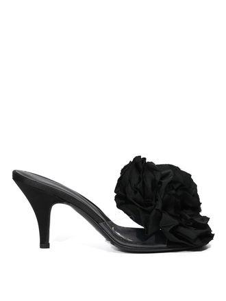 Liviana Conti Wanda Leather Mules with Floral Detail