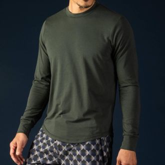 Laird Apparel Quattro Cotton Blend Long Sleeve Top In Forest