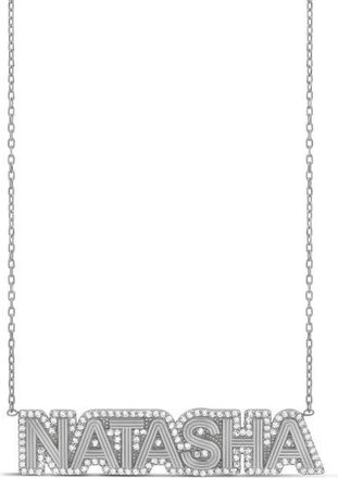 SHYMI Fluted Pave Outline Name Necklace in Silver at Nordstrom