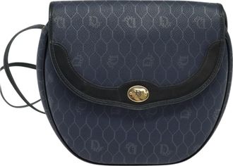 Dior Honeycomb Navy Canvas Shoulder Bag (Pre-Owned)