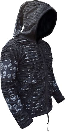 Gheri Mens Skull Printed Razor Cut Black Goth Jacket Summer Small