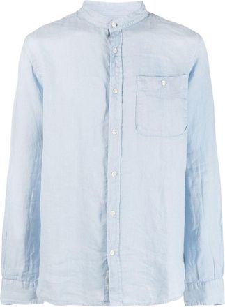 Woolrich long-sleeve linen shirt - men - Linen/Flax - L - Blue