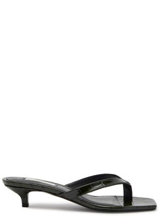 Toteme 40 Crocodile-embossed Leather Sandals - Green - 41 (IT41 / UK8)