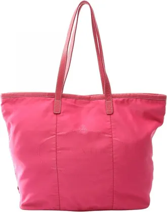 Prada Pink Nylon Leather Handbag Tote Bag (Pre-Owned)