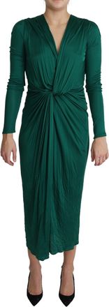 Dolce & Gabbana Green Fitted Silhouette Midi Viscose Womens Dress