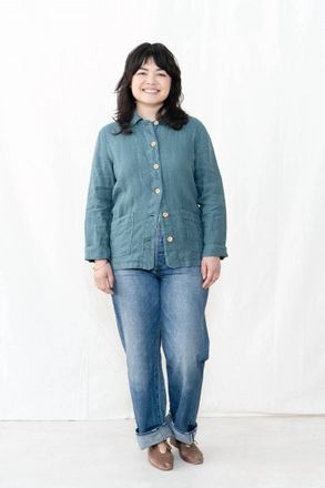 Armor Lux Fishermans Linen Jacket In Silver Pine