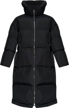 Dolce & Gabbana Lange Gewatteerde Donsjas met Merklabel - Dames - Parka Jassen - Zwart - S - Leer - Jassen