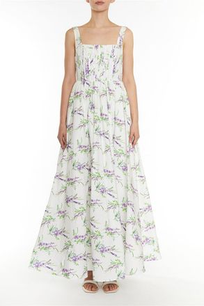 True Decadence Womens Square Neck Sleeveless Maxi Wrap Dress in Lilac Bouquet - Size 10 UK