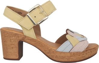 Gabor Gele Mix Damesandaal - Hoogwaardig leer - Dames - Sandalen met hakken - Veelkleurig - 38 EU - Leer - Schoenen