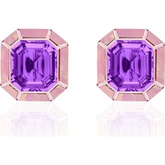 Goshwara M&eacute;lange Emerald-Cut Stud Earrings in Purple at Nordstrom