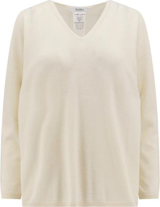 Max Mara Witte Kasjmier Trui met Ribdetails - Dames - Cashmere truien - Wit - M - Kasjmier - Truien & Vesten