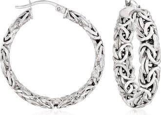 Ross-Simons Sterling Silver Medium Byzantine Hoop Earrings