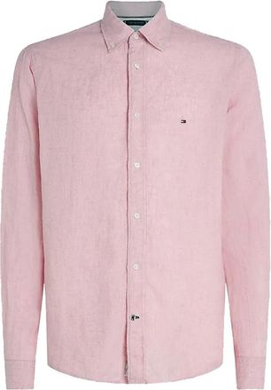 Tommy Hilfiger Casual overhemd - Heren - Casual Overhemden - Roze - S - Linnen - Overhemden