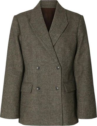 Selected Slwreeda Wolmix DB Blazer - Dames - Jassen - Bruin - Maat: XS Wol