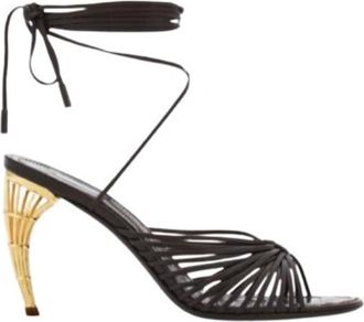 Ferragamo Cage Heel Spaghetti Strap Sandals, Size 5.5 C