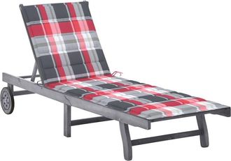 vidaXL Vidaxl - Tumbona De Jard&iacute;n Con Coj&iacute;n Madera Maciza De Acacia Gris