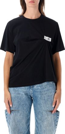Maison Margiela Asymmetric Draped Cotton Jersey T-Shirt with Numeric Label