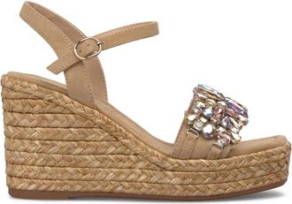 Alma En Pena Esparto Stone Platform Sandal - Dames - Sleehakken - Beige - 38 EU - Leer - Schoenen