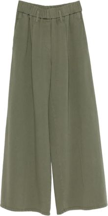 Forte_Forte elastic-waistband trousers - women - Fabric - 00 - Green