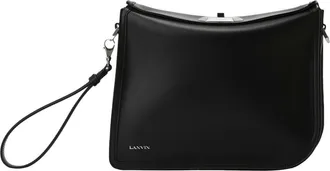 Lanvin Compagnon Asymmetrical Leather Clutch Bag in Black at Nordstrom
