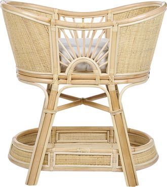 Beliani Mois&eacute;s Boho R&uacute;stico Rat&aacute;n 50 X 70 Cm Cama Ni&ntilde;os Cesto Capazo Con Cojines Decoraci&oacute;n Bandeja Accesorio Natural Lagrasse