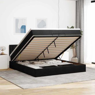vidaXL Estructura De Cama Otomana Colchones Terciopelo Negro 200x200cm Vidaxl