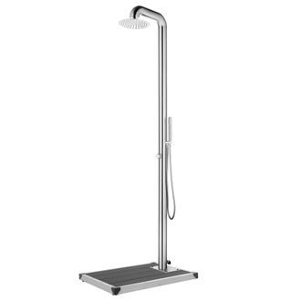 vidaXL Ducha De Jard&iacute;n Con Base Gris De 230 Cm De Acero Inoxidable - 347187