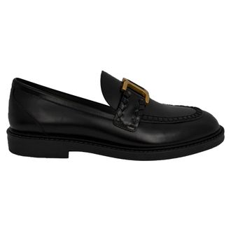 Chlo&eacute; Pre-owned Womens Chlo&eacute; Marcie Embellished Loafers in Black Calf Leather - Size 37.5 EU/IT
