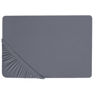 Beliani S&aacute;bana De Algod&oacute;n Gris Oscuro 200 X 200 Cm Ajustable Bordes El&aacute;sticos S&oacute;lido Janbu