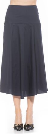 Alexia Admor Hadley Stretch Cotton Midi Skirt in Navy at Nordstrom Rack, Size 12