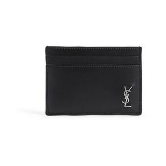 Saint Laurent Accessoires, unisex, Zwart, ONE Size, Leer, Zwarte leren clutch tas