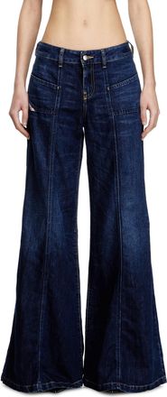 Diesel Flare Jeans Low Waist D-Akii, Dark blue, Zip fly