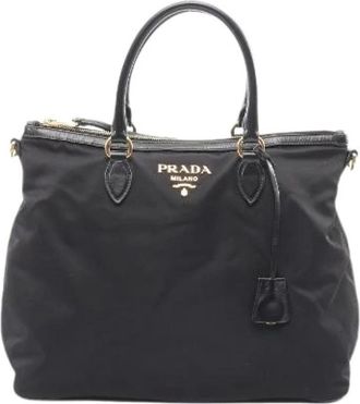 Prada Pre-owned Handbags, female, Black, Size: ONE SIZE Pre-owned Nylon Leather Handbag