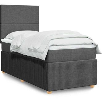 vidaXL Cama Box Spring Con Colch&oacute;n Tela Gris Oscuro 100x200 Cm Vidaxl