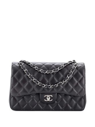 Chanel Classic Double Flap Bag Quilted Lambskin Jumbo shoulder bag - Grigio