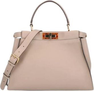 Fendi Pre-owned Peekaboo Schoudertas - Dames - Vintage Handtas - Beige - ONE Size - Leer - Vintage