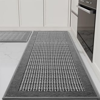 OEM Juego De 2 Tapetes De Cocina Lavables Para Uso Interior Y Exterior: 43 X 73 Cm Y 43 X 118 Cm