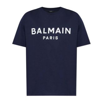Balmain T-Shirts, male, Blue, Size: 2XL T-shirt with printed logo