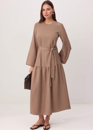 Trendyol Modest Dames Bruin Effen Maxi Lang Casual A-lijn Modest Jurken