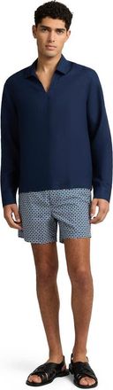Onia Linen Long Sleeve Popover Shirt in Midnight at Nordstrom, Size X-Large