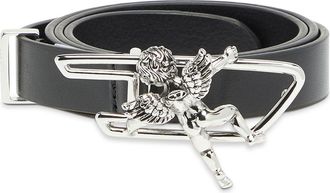 Diesel 2cm leather belt with cherub D outline buckle - Belts - Woman - Black